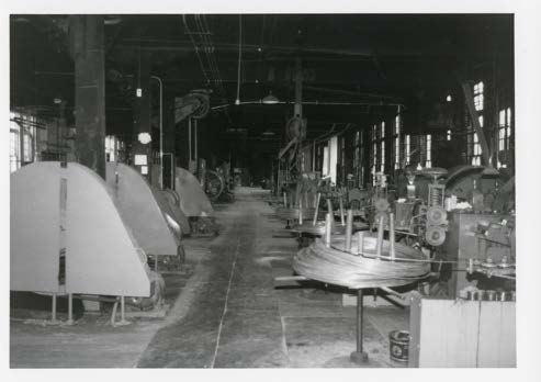 Main shop. The open die headers Berry Brothers designed themselves, lined up under the clerestory. Some of this equipment dated to 1888.